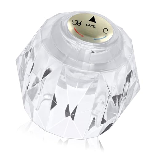 ZORESCOLEO Ersatz-Wasserhahnknauf, geometrische Form, transparenter Acrylgriff, Heiß- und Kaltwassersteuerung für RP2391-kompatible Modelle von ZORESCOLEO