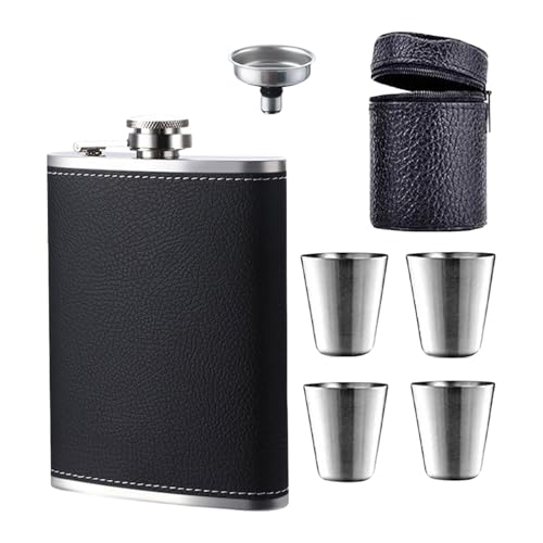 ZORESCOLEO Quadratische Weinflaschen aus Edelstahl, Whiskey-Töpfe mit Trichter und Tasse, tragbarer Behälter für Outdoor, Reisen, Camping ZORESCOLEO Quadratische Weinflaschen aus Edelstahl, Whiskey-Töpfe mit Trichter und Tasse, tragbarer Behälter für Outdoor, Reisen, Camping von ZORESCOLEO