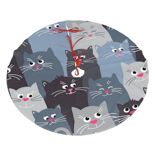 Weihnachtsbaumrock, 91,4 cm, Plüsch-Baummatte, niedliche Katzen, graue Kätzchenbaum-Basis, Abdeckung, Weihnachtsdekoration, Ornamente, Weihnachtsfeier, Dekoration für Party, Urlaub von ZORIN