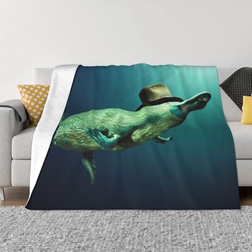 ZORIN Flanell-Fleece-Überwurfdecke, 203,4 x 152,4 cm, Schnabeltier, Schwimmen, Unterwasser, 3D-Druck, Komfortdecken für Couch, Reisen, Camping, Couch von ZORIN