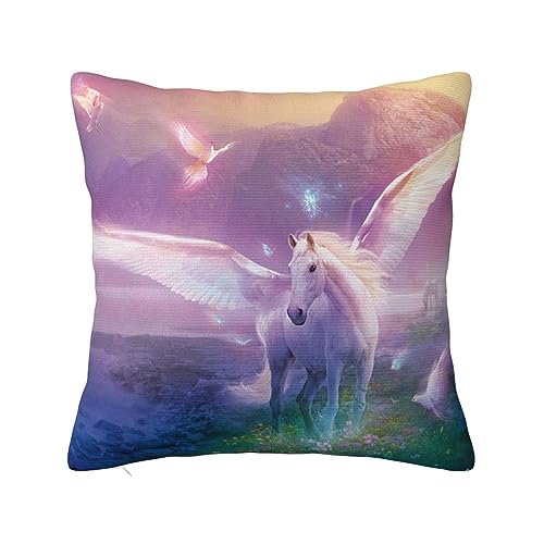 ZORIN Quadratischer Kissenbezug Pegasus Live In Fairyland Dekorative Kissenbezüge Set Kissenbezug für Sofa Schlafzimmer Auto 50,8 x 50,8 cm von ZORIN