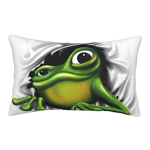 ZORIN Rechteckige Kissenbezüge, Samt-Kissenbezüge, cooler Frosch, springt aus dem Loch, dekorativer Kissenbezug für Sofa, Bett, Couch, Wohnzimmer, Schlafzimmer (40,6 x 61 cm) von ZORIN