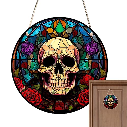 Totenkopf-Wandschild - Acryl-Fenster-Wand-Tür-Skelett-Dekore - Halloween-Partyzubehör, Halloween-Totenkopf-Ornamente für Haustür, Garten, Zorq von ZORQ