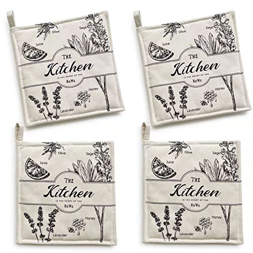 ZORR 4 Stück Topflappen Baumwolle, 20CM, zum Backen und Kochen Küchenzubehör, Beige von ZORR