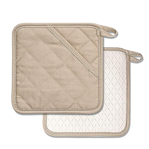 ZORR Topflappen Silikon, 18CM, Hitzebestaendige Topflappen Schutzlappen für die Küche, (BEIGE) von ZORR