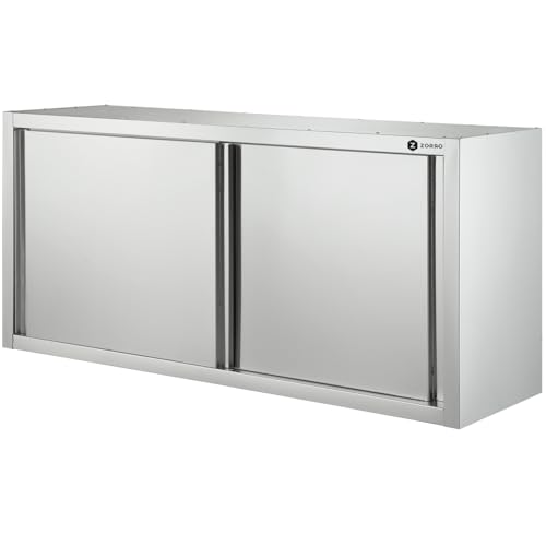 ZORRO Wandhängeschrank ZWHS 100/40 | Edelstahl Hängeschrank 1000x400x650 mm | mit Schiebetüren | Geschlossener Stauraum | Gastro Wandmontage von ZORRO