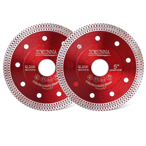 ZORUNNA Diamant-Sägeblätter, 12,7 cm Fliesenschleifer, Schneidblatt für Winkelschleifer, Fliesen, superdünne, unzerstörbare Scheibe für Schleifmaschine zum Schneiden von Porzellan, Keramik, Granit ZORUNNA Diamant-Sägeblätter, 12,7 cm Fliesenschleifer, Schneidblatt für Winkelschleifer, Fliesen, superdünne, unzerstörbare Scheibe für Schleifmaschine zum Schneiden von Porzellan, Keramik, Granit von ZORUNNA