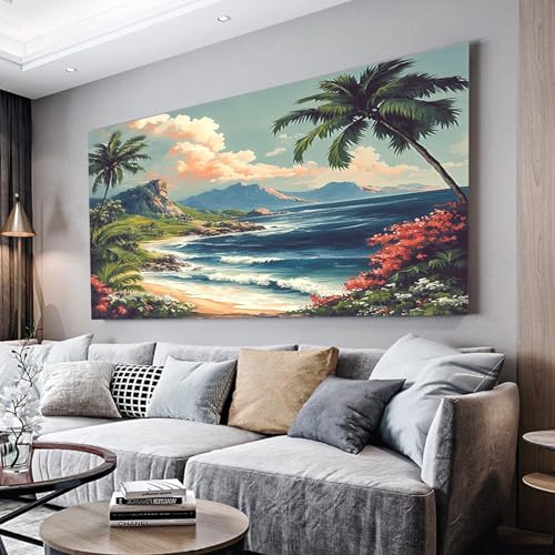 Strände Auf Hawaii Leinwandbilder Wandbilder für Wohnzimmer und Schlafzimmer 80x160cm Blau Kunstdruck auf Leinwand, Handschriftliche Kunst mit Händen, Wanddeko und Dekor Canvas Strände Auf Hawaii Leinwandbilder Wandbilder für Wohnzimmer und Schlafzimmer 80x160cm Blau Kunstdruck auf Leinwand, Handschriftliche Kunst mit Händen, Wanddeko und Dekor Canvas von ZORYAN