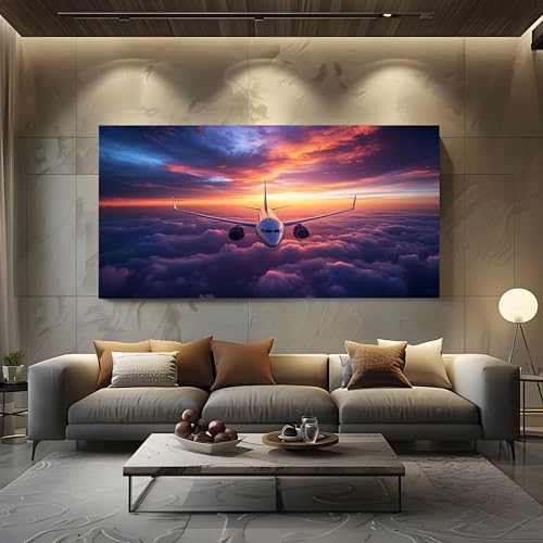 ZORYAN Groß Leinwand Bilder für Schlafzimmer Deko Modern Flugzeug XXL Kunstdruck mit Natur Landschaft Wolken Wanddeko Romantisch Nachthimmel Wandbilder - Modern Decor Canvas Ungerahmt 60x120 cm ZORYAN Groß Leinwand Bilder für Schlafzimmer Deko Modern Flugzeug XXL Kunstdruck mit Natur Landschaft Wolken Wanddeko Romantisch Nachthimmel Wandbilder - Modern Decor Canvas Ungerahmt 60x120 cm von ZORYAN