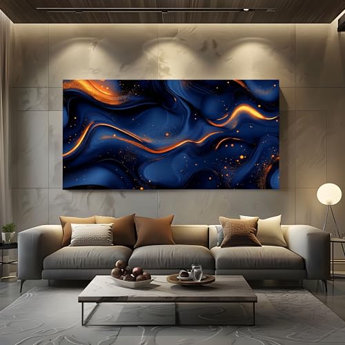 ZORYAN Wandbilder Wohnzimmer Abstrakt Welle Leinwandbilder, Moderne Deko mit Modern Linie Kunstdruck Luxuriös Gold Wanddeko Art Poster Ungerahmt 50x100 cm von ZORYAN