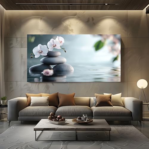 ZORYAN Wandbilder Wohnzimmer Botanisch Orchidee Leinwandbilder, Moderne Deko mit Minimalistisch Stein Kunstdruck Natur Wasser Wanddeko Art Poster Ungerahmt 50x100 cm ZORYAN Wandbilder Wohnzimmer Botanisch Orchidee Leinwandbilder, Moderne Deko mit Minimalistisch Stein Kunstdruck Natur Wasser Wanddeko Art Poster Ungerahmt 50x100 cm von ZORYAN