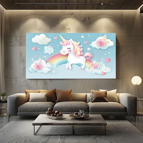 ZORYAN Wandbilder Wohnzimmer Cartoon Einhorn Leinwandbilder, Moderne Deko mit Süß Regenbogen Kunstdruck Fantasie Wolke Wanddeko Art Poster Ungerahmt 50x100 cm ZORYAN Wandbilder Wohnzimmer Cartoon Einhorn Leinwandbilder, Moderne Deko mit Süß Regenbogen Kunstdruck Fantasie Wolke Wanddeko Art Poster Ungerahmt 50x100 cm von ZORYAN