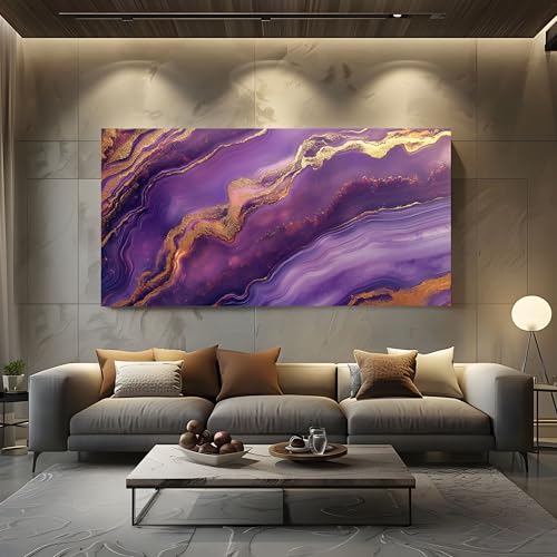 ZORYAN Wandbilder Wohnzimmer Luxuriös Marmor Leinwandbilder, Moderne Deko mit Abstrakt Achat Kunstdruck Modern Lila Gold Wanddeko Art Poster Ungerahmt 50x100 cm ZORYAN Wandbilder Wohnzimmer Luxuriös Marmor Leinwandbilder, Moderne Deko mit Abstrakt Achat Kunstdruck Modern Lila Gold Wanddeko Art Poster Ungerahmt 50x100 cm von ZORYAN