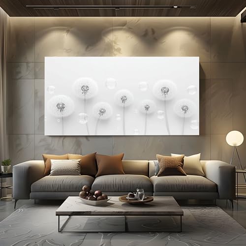 ZORYAN Wandbilder Wohnzimmer Minimalistisch Pusteblume Leinwandbilder, Moderne Deko mit Modern Blase Kunstdruck Pastoral Pflanze Wanddeko Art Poster Ungerahmt 50x100 cm von ZORYAN