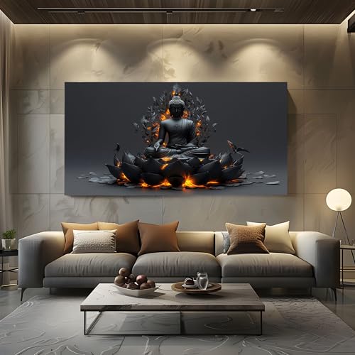 ZORYAN Wandbilder Wohnzimmer Mystisch Buddha Leinwandbilder, Moderne Deko mit Japan Lotusblatt Kunstdruck Ölgemälde Blätter Wanddeko Art Poster Ungerahmt 50x100 cm ZORYAN Wandbilder Wohnzimmer Mystisch Buddha Leinwandbilder, Moderne Deko mit Japan Lotusblatt Kunstdruck Ölgemälde Blätter Wanddeko Art Poster Ungerahmt 50x100 cm von ZORYAN