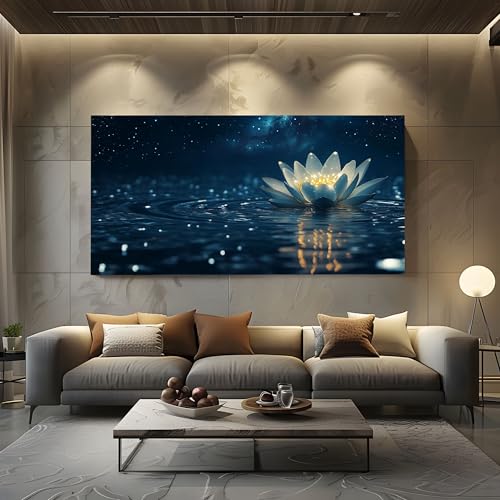 ZORYAN Wandbilder Wohnzimmer Mystisch Lotusblume Leinwandbilder, Moderne Deko mit Nacht Sternenhimmel Kunstdruck Fantasie Wasser Wanddeko Art Poster Ungerahmt 50x100 cm ZORYAN Wandbilder Wohnzimmer Mystisch Lotusblume Leinwandbilder, Moderne Deko mit Nacht Sternenhimmel Kunstdruck Fantasie Wasser Wanddeko Art Poster Ungerahmt 50x100 cm von ZORYAN