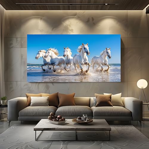 ZORYAN Wandbilder Wohnzimmer Natur Pferd Leinwandbilder, Moderne Deko mit Wild Strand Kunstdruck Tier Welle Wanddeko Art Poster Ungerahmt 50x100 cm ZORYAN Wandbilder Wohnzimmer Natur Pferd Leinwandbilder, Moderne Deko mit Wild Strand Kunstdruck Tier Welle Wanddeko Art Poster Ungerahmt 50x100 cm von ZORYAN