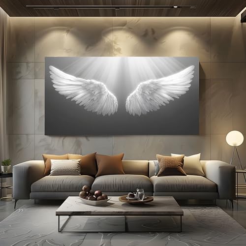 ZORYAN Wandbilder für Wohnzimmer Fantasie Engelsflügel Modern Leinwandbilder Mystisch Flügel Kunstdruck Poster Surreal Lichtstrahl Wanddeko für Schlafzimmer - Ungerahmt 70x140 cm von ZORYAN