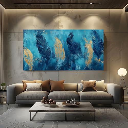 ZORYAN Wandbilder für Wohnzimmer Malerei Feder Modern Leinwandbilder Abstrakt Goldblatt Kunstdruck Poster Modern Tinte Wanddeko für Schlafzimmer - Ungerahmt 70x140 cm ZORYAN Wandbilder für Wohnzimmer Malerei Feder Modern Leinwandbilder Abstrakt Goldblatt Kunstdruck Poster Modern Tinte Wanddeko für Schlafzimmer - Ungerahmt 70x140 cm von ZORYAN