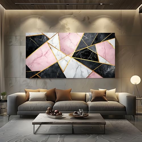 ZORYAN Wandbilder für Wohnzimmer Mosaik Marmor Modern Leinwandbilder Modern Dreieck Kunstdruck Poster Geometrisch Linie Wanddeko für Schlafzimmer - Ungerahmt 70x140 cm von ZORYAN