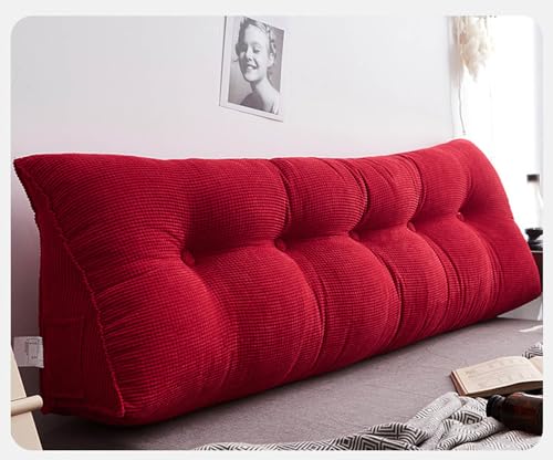 ZORZA Lesekissen Für Bett Und Sofa Rückenkissen Rückenstützkissen Rückenkissen Rückenlehne Keilkissen Kopfteil Lesekissen Sofa Lendenwirbelkissen,großes Rückenkissen für Bett/Sofa,Rot,120x25x50cm von ZORZA