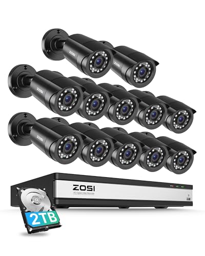 ZOSI 1080P 16CH Überwachungskamera Set Aussen, Personen- und Fahrzeugerkennung, H.265+ DVR Rekorder mit 2TB Festplatte, 12er CCTV 2MP Bullet Kameras für Haus- und Geschäftsüberwachung, IR Nachtsicht ZOSI 1080P 16CH Überwachungskamera Set Aussen, Personen- und Fahrzeugerkennung, H.265+ DVR Rekorder mit 2TB Festplatte, 12er CCTV 2MP Bullet Kameras für Haus- und Geschäftsüberwachung, IR Nachtsicht von ZOSI