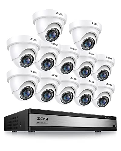 ZOSI 16CH 1080P 2TB DVR Video Überwaschungssystem mit 12x 2MP Dome Sicherheitskamera Set für Innen und Außen, 24m IR Nachtsicht von ZOSI