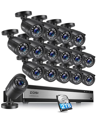 ZOSI 16CH 1080P Außen Überwachungssystem mit 2TB Festplatte und 16X 2MP Überwachungskamera, Bewegungerkennung, Email Alarm ZOSI 16CH 1080P Außen Überwachungssystem mit 2TB Festplatte und 16X 2MP Überwachungskamera, Bewegungerkennung, Email Alarm von ZOSI