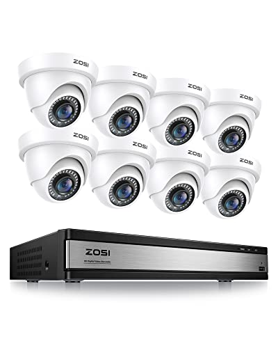 ZOSI 16CH 1080P Überwachungskamera Set Aussen, 2TB DVR mit 8X 2MP Überwachungskamera, Bewegungserkennung Alarm, IR Nachtsicht, Wasserdicht von ZOSI