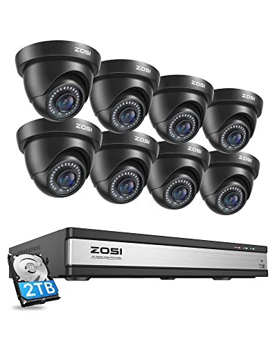 ZOSI 16CH 1080P Überwachungskamera Set mit 2TB HDD DVR und 8X 2MP Dome Kamera Überwachung Außen System, 24m IR Nachtsicht, Bewegung Alarm von ZOSI