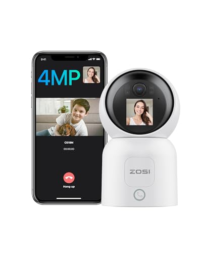ZOSI 2,5K 4MP WLAN Innen Überwachungskamera mit Monitor, 360° Schwenkbare Kamera Indoor für Baby, 2,4/5Ghz WiFi, KI Personenerkennung, Auto-Tracking, Gesture-Call, C519M von ZOSI