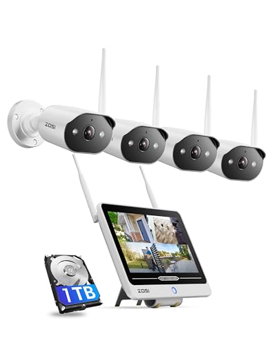 ZOSI 2K Wi-Fi 6 Überwachungskamera Set Aussen mit 12" Monitor NVR, 1TB HDD, 4X 3MP WLAN Kamera mit 2 Wege Audio, KI Personenerkennung, Farbnachtsicht ZOSI 2K Wi-Fi 6 Überwachungskamera Set Aussen mit 12" Monitor NVR, 1TB HDD, 4X 3MP WLAN Kamera mit 2 Wege Audio, KI Personenerkennung, Farbnachtsicht von ZOSI