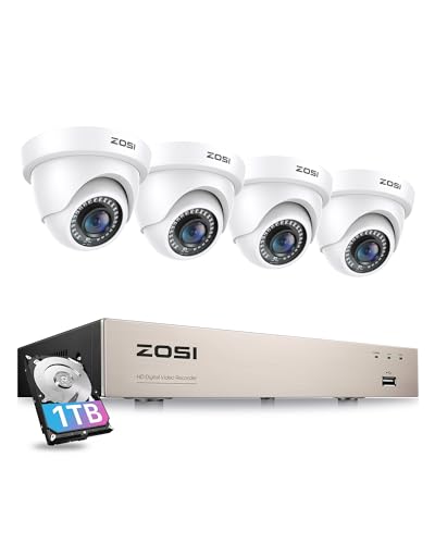 ZOSI 1080P Außen Überwachungskamera System 8CH H.265+ DVR mit 1TB Festplatte und 4 1080P Dome Video Kamera Set für Innen und Außen, 24M IR Nachtsicht ZOSI 1080P Außen Überwachungskamera System 8CH H.265+ DVR mit 1TB Festplatte und 4 1080P Dome Video Kamera Set für Innen und Außen, 24M IR Nachtsicht von ZOSI