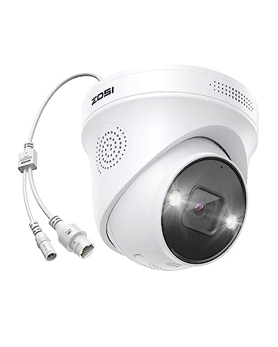 ZOSI 4K PoE Überwachungskamera Aussen mit Personen- und Autoerkennung, 8MP IP Dome Kamera mit 2 Wege Audio, Funktioniert PoE-NVRs, C225 von ZOSI