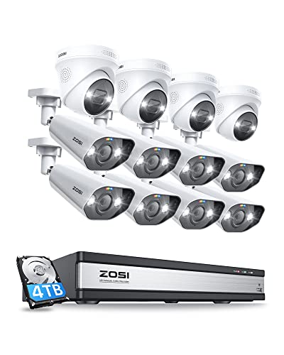 ZOSI 4K Überwachungskamera Set, 12X 8MP PoE IP Kamera Überwachung Aussen mit Smart Personenerkennung und Spotlight Alarm, 16CH 4TB HDD NVR für 24/7 Video- & Audioüberwachung, Farbnachtsicht ZOSI 4K Überwachungskamera Set, 12X 8MP PoE IP Kamera Überwachung Aussen mit Smart Personenerkennung und Spotlight Alarm, 16CH 4TB HDD NVR für 24/7 Video- & Audioüberwachung, Farbnachtsicht von ZOSI