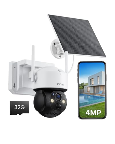 ZOSI 4MP WLAN Solar PTZ Überwachungskamera Aussen mit 32GB Karte, 10050mAh Akku, PIR Personenerkennung, 2,4G WiFi, Farbnachtsicht, IP66 Wasserdicht, C291 ZOSI 4MP WLAN Solar PTZ Überwachungskamera Aussen mit 32GB Karte, 10050mAh Akku, PIR Personenerkennung, 2,4G WiFi, Farbnachtsicht, IP66 Wasserdicht, C291 von ZOSI