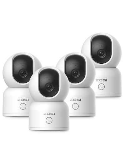 ZOSI 4X 360° Schwenkbar Überwachungskamera Innen, 2,4GHz / 5GHz WiFi Kamera Indoor für Baby, KI Personenerkennung, Auto-Tracking, One-Touch Call von ZOSI