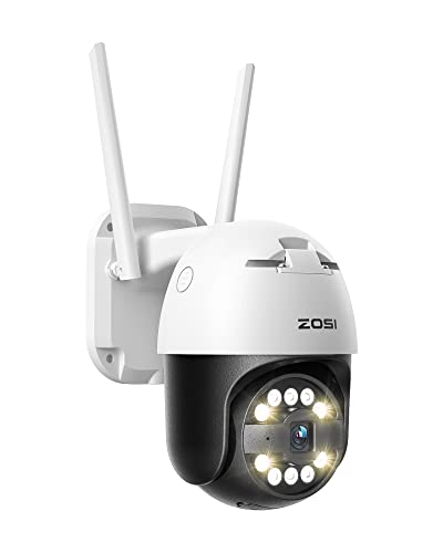 ZOSI 5MP 3K Pan/Tilt WLAN Überwachungskamera Aussen, 355°/140° Schwenkbar IP Kamera mit Plug-in Strom, 8X Digital Zoom, Personenerkennung, C296 von ZOSI