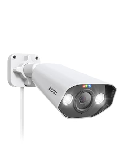 ZOSI 5MP PoE IP Überwachungskamera Aussen, Personen-/Fahrzeugerkennung, 2-Wege-Audio, Farbnachtsicht, Funktioniert nur mit Unseren POE NVRs, C182 von ZOSI