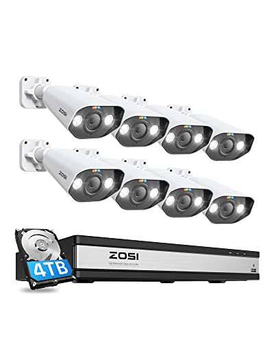 ZOSI 5MP Überwachungskamera Set, 8X 5MP PoE IP Kamera Überwachung Aussen und 16CH 4K NVR 4TB HDD, 2-Wege Audio, Personen- und Fahrzeugerkennung, C182 von ZOSI
