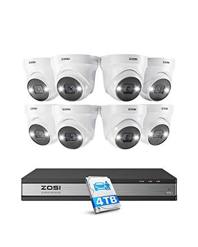 ZOSI 5MP Überwachungskamera Set, Videoüberwachung mit 8X 5MP PoE IP Kamera und 16CH 4TB HDD NVR, Personenerkennung und Fahrzeugerkennung C225 von ZOSI