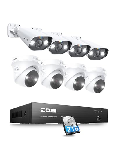 ZOSI 5MP Überwachungskamera Set Aussen, PoE Überwachungssystem mit 8CH 4K 2TB HDD NVR und 8X PoE IP Outdoor Kamera, 2-Wege-Audio, Spotlight, Farb Nachtsicht, Personen- und Fahrzeugerkennung ZOSI 5MP Überwachungskamera Set Aussen, PoE Überwachungssystem mit 8CH 4K 2TB HDD NVR und 8X PoE IP Outdoor Kamera, 2-Wege-Audio, Spotlight, Farb Nachtsicht, Personen- und Fahrzeugerkennung von ZOSI
