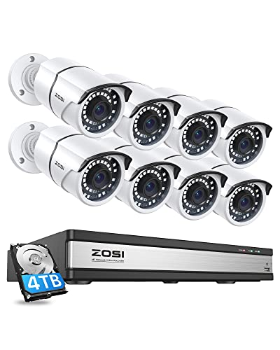 ZOSI 5MP Überwachungskamera Set Aussen, Videoüberwachung Set mit 8X 5MP PoE IP Kamera und 16CH 4TB HDD NVR, Bewegungserkennung, C161 von ZOSI