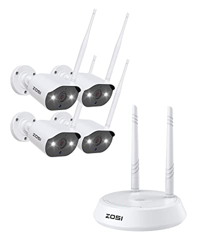 ZOSI 5MP WLAN Überwachungskamera mit Plug-in Strom, Smarter Personenerkennung, Cloud-Speicher, Farbe Nachtsicht, 2-Wege-Audio, 4 Kameras Kit von ZOSI