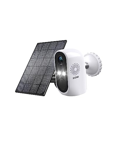ZOSI Akku Überwachungskamera mit Solarpanel, 2K Kabellos IP Kamera Überwachung Aussen WLAN mit Farbige Nachtsicht, 2-Wege Audio, AI Menschenerkennung von ZOSI