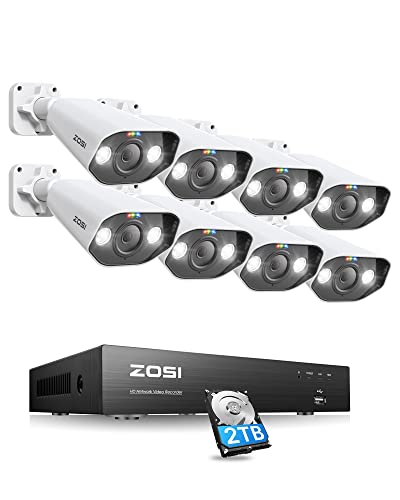 ZOSI C182 4K Überwachungskamera Set, 8X 8MP PoE IP Bullet Kamera Überwachung Aussen mit 8CH 2TB HDD NVR, KI Personenerkennung, 2-Wege Audio, Farbnachtsicht, 24/7 Videoüberwachung System von ZOSI