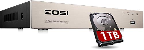 ZOSI CCTV 8CH 1080P H.265+ 4-in-1 HD TVI/AHD/CVI/Analog DVR Netzwerk Digital Video Recorder Aufzeichnungsgerät mit 1TB Festplatte HDMI VGA Ausgang von ZOSI