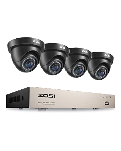 ZOSI Außen 1080P Video Überwachungssystem 8CH H.265+ 4in1 DVR mit 4 HD 1080P 2.0MP Dome Überwachungskamera Set, 24M IR Nachtsicht von ZOSI