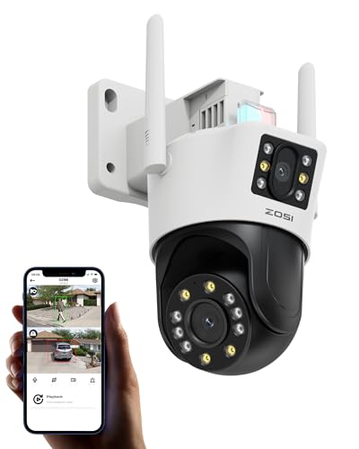 ZOSI Duallinse PTZ Überwachungskamera Außen WLAN, 2MP+2MP, 2,4Ghz WiFi Kamera mit Personen-/Fahrzeugerkennung, Auto-Tracking, Farbnachtsicht, 2-Wege-Audio, Spotlight & Sirene Warnung, C298 ZOSI Duallinse PTZ Überwachungskamera Außen WLAN, 2MP+2MP, 2,4Ghz WiFi Kamera mit Personen-/Fahrzeugerkennung, Auto-Tracking, Farbnachtsicht, 2-Wege-Audio, Spotlight & Sirene Warnung, C298 von ZOSI