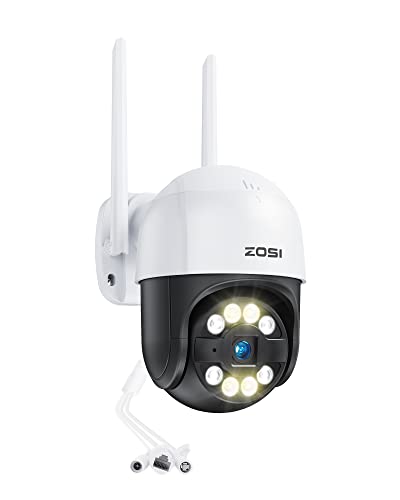 ZOSI 3MP 2K Pan/Tilt Überwachungskamera Aussen WLAN, 355°/140° Schwenkbar WiFi IP Kamera mit Plug-in Strom, Personen-/Fahrzeugerkennung, Farbnachtsicht, C289 von ZOSI